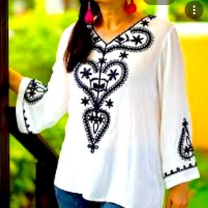 CATALOG CLASSIC BOHEMIAN GYPSY PHEASANT STYLE long sleeve size TOP XL LINEN LOOK